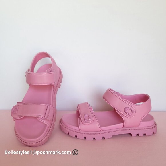 COACH Brynn Double Strap Smooth Leather Sandal- Vivid Pink Color. Women’s 6.5B⭐ - Picture 1 of 16
